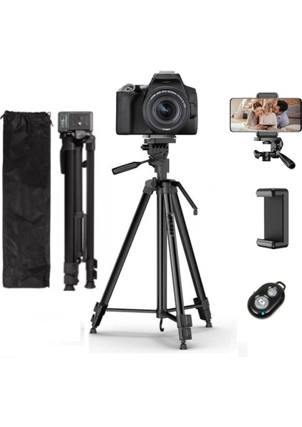 135CM Tripod Bluetooth Kumandalı Telefon Tutuculu Tripod Cep Telefonu Projeksiyon Cihazı Uyumlu Tripot