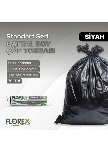 Standart Battal Boy Siyah Çöp Poşeti x 5 Rulo