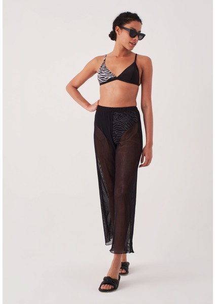 Siyah File Plaj Pantalonu