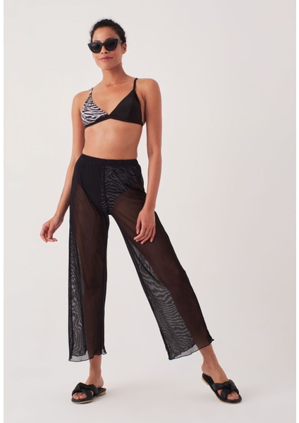 Siyah File Plaj Pantalonu