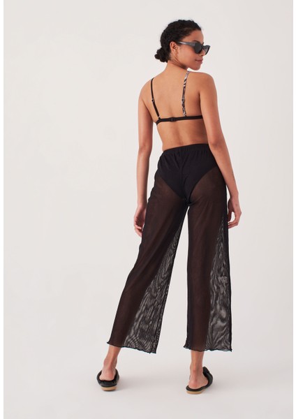 Siyah File Plaj Pantalonu