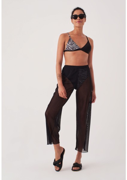 Siyah File Plaj Pantalonu