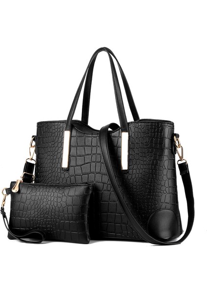 Taş Desenli Kadın Omuz Çantası 2'li Takım (Yurt Dışından)