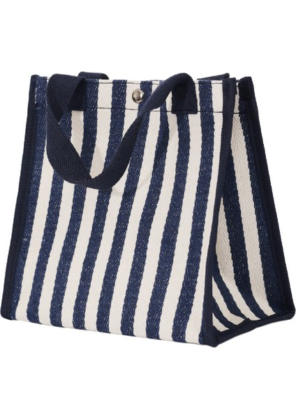 Casual Stripe Tote Çanta Bayanlar Denim Çanta Küçük Hafif Omuz Messenger Çanta (Yurt Dışından)