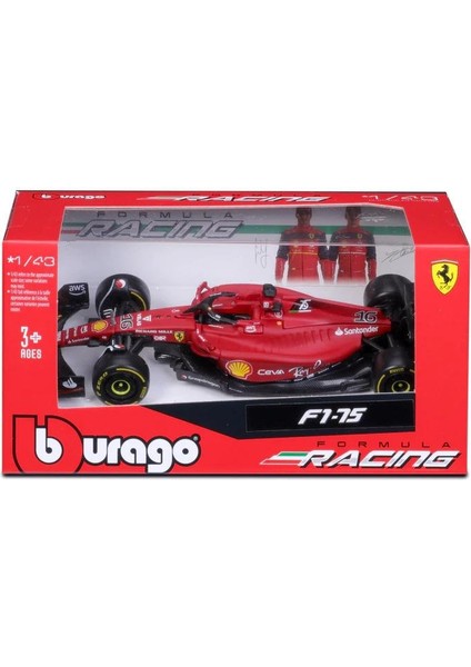 Burago Race 2022 F1 Ferarri 75 Leclerc #16 Scale 1:43
