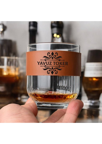 Premium Erkeğe Taba Deri Viski Bardağı ve Altlık Seti modelleri