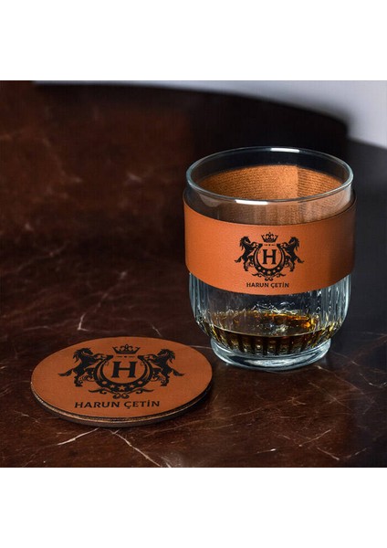 Dosta lik Şık Taba Deri Kaplama Viski Seti