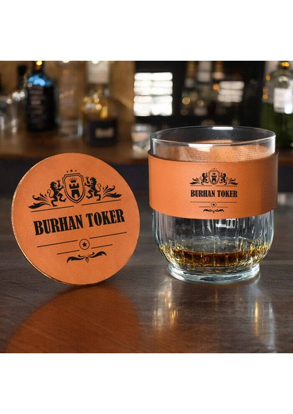 Kişiye Özel Dosta Taba Deri Kaplama Viski Seti fiyatları