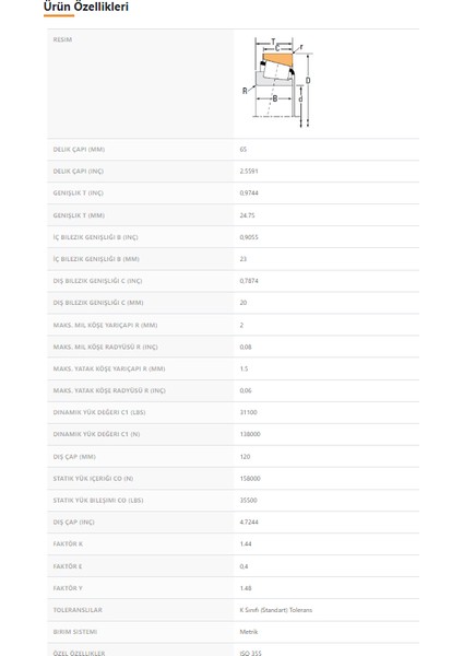 30213-9X025 - 65X24,75X120 fiyatları
