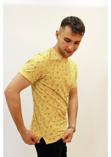 Caz 4174 Bisiklet Yaka Kendinden Desenli Erkek T-Shirt modelleri