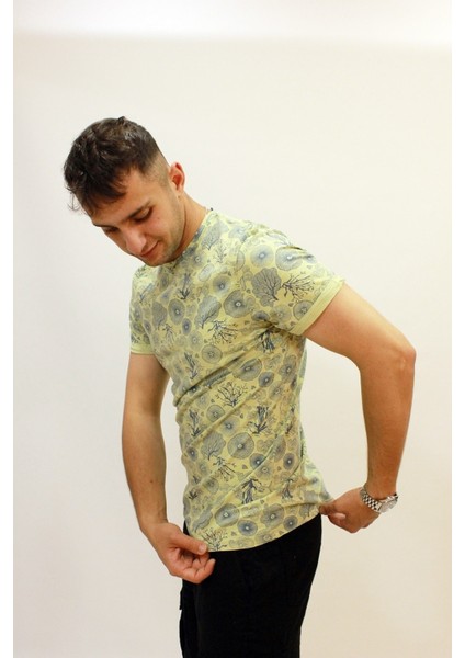 Caz 4123 Desenli Bisiklet Yaka Erkek T-Shirt fiyatları