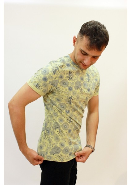 Caz 4123 Desenli Bisiklet Yaka Erkek T-Shirt modelleri