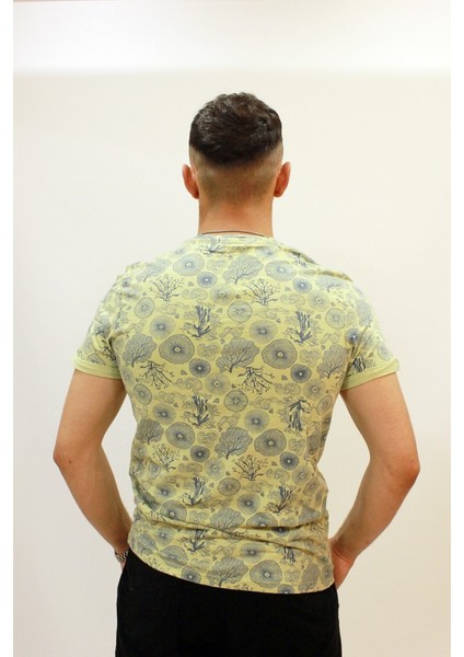 Caz 4123 Desenli Bisiklet Yaka Erkek T-Shirt fırsatları