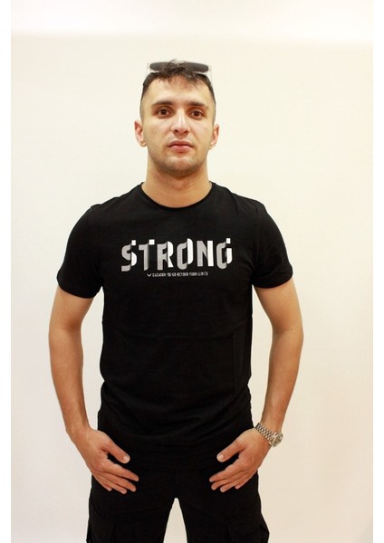 Caz 4064 Erkek Baskılı Bisiklet Yaka T-Shirt