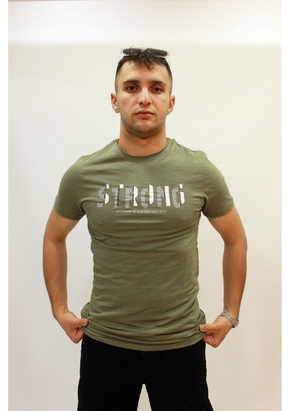 Caz 4064 Erkek Baskılı Bisiklet Yaka T-Shirt