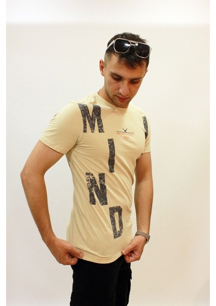 Caz 4089 Bisiklet Yaka Baskılı Erkek T-Shırt modelleri