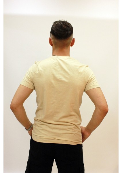 Caz 4089 Bisiklet Yaka Baskılı Erkek T-Shırt fırsatları