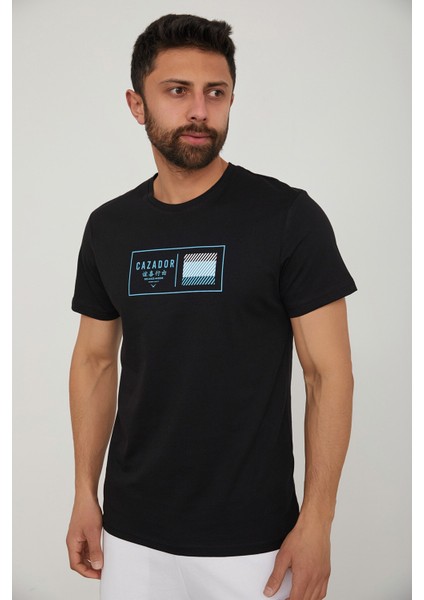 Caz 4198 Bisiklet Yaka Baskılı Erkek Tshırt