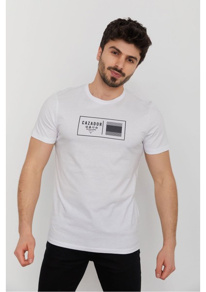 Caz 4198 Bisiklet Yaka Baskılı Erkek Tshırt