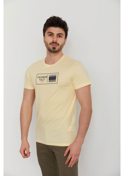 Caz 4198 Bisiklet Yaka Baskılı Erkek Tshırt