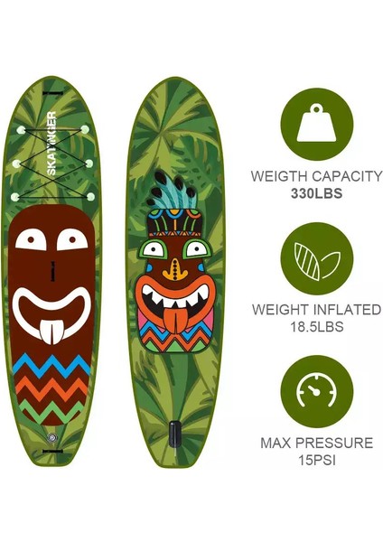 Lethe Boards Crazy Tribe Yoga Sup Skatinger Ultra Dengeli D-Ring 11’ x 34″ x 6″ / 335 x 86 x 15 cm Touring-Yoga Paddle Board 200KG Kapasiteli Su Geçirmez Telefon Kılıfı