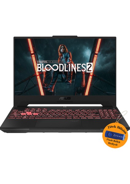Tuf Gamıng F15 I7-13620H 64 GB 512 GB SSD 8gb RTX4070 15.6" 144Hz Windows 11 Hom Taşınabilir Bilgisayar FX507VI-LP097 ZI743 + Zitek 16 GB Flash Bellek