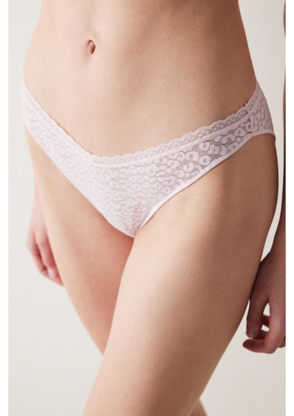 Easy Lace Dantel V Kesim Pembe Slip Külot