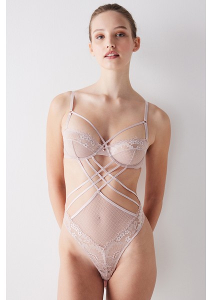 Fishnet Bej Bodysuit