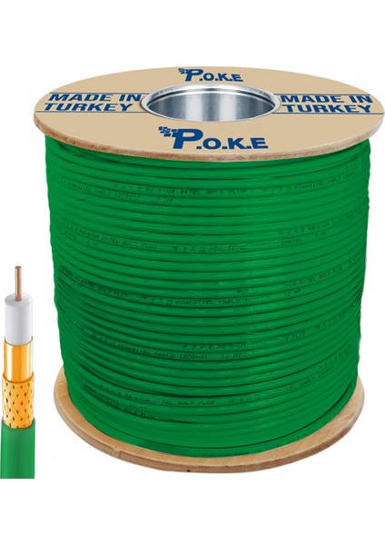 Anten Kablosu Gold 300 METRE Rg6/u4 64TEL 1.02 Yeşil 300MT