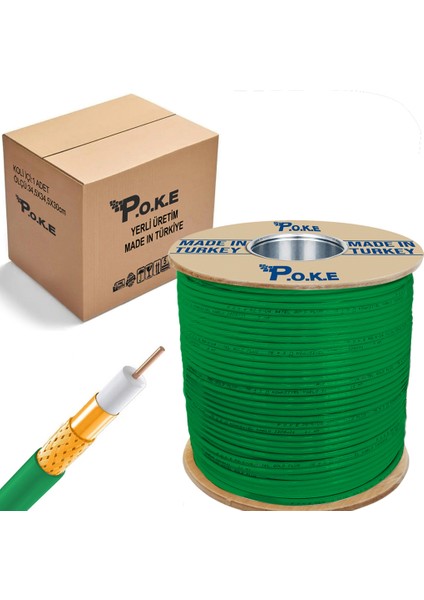 Anten Kablosu Gold 300 METRE Rg6/u4 64TEL 1.02 Yeşil 300MT fiyatları