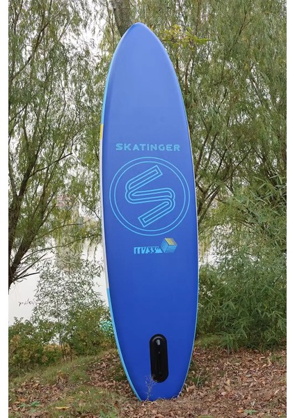 Lethe Boards Plans Blue Sörf Tahtası Skatinger Montajlı D-Ring Halkalı Gezi-Yoga Sup Infletable Paddle Board 335 x 84 x 15 cm Full Set – Su Geçirmez Telefon Kılıfı Hediye