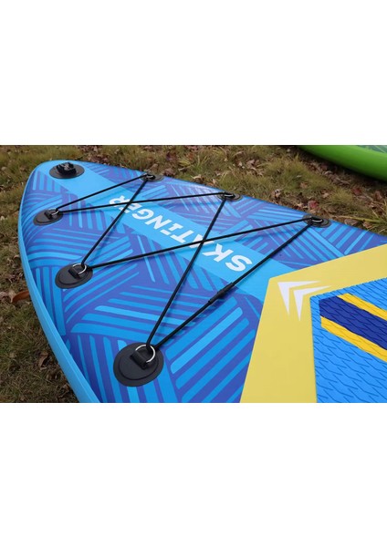 Lethe Boards Plans Blue Sörf Tahtası Skatinger Montajlı D-Ring Halkalı Gezi-Yoga Sup Infletable Paddle Board 335 x 84 x 15 cm Full Set – Su Geçirmez Telefon Kılıfı Hediye