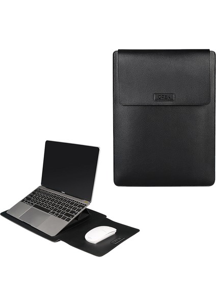 Su Geçirmez Pu Deri Katlanabilir Dizüstü Bilgisayar Yükseltici Kılıfı MacBook Huawei Xiaomi 13.3 Inç Dizüstü Bilgisayar-Siyah (Yurt Dışından)