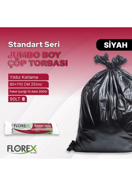 Standart Jumbo Boy Siyah Çöp Poşeti x 5 Rulo