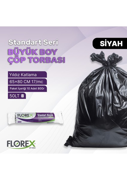 Standart Büyük Boy Siyah Çöp Poşeti x 5 Rulo