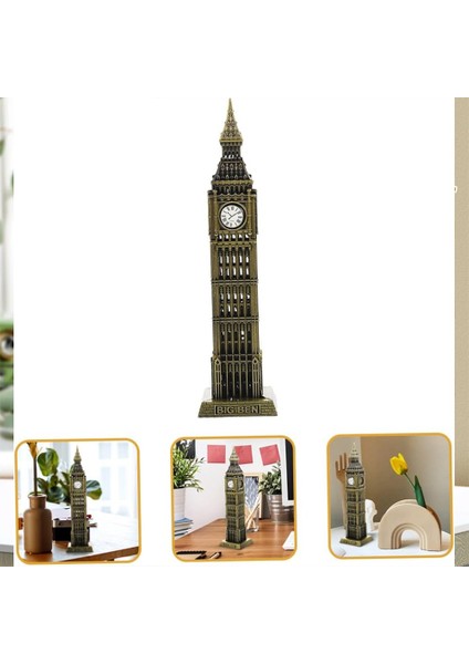 Keyfim Shop Vintage Metal İngiltere London Big Ben Saat Kulesi Antik Bronz 23 cm