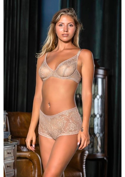 Transparan Sütyen, Boxer Takım Cappucino (MGP31123)