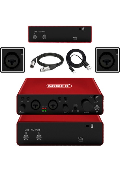 Referans Paket 4 Maxword Monitör Ses Kartı Cx1 Mikrofon Pad Controller Stüdyo Ekipmanları Seti