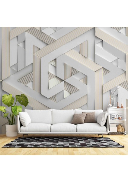 3 Boyutlu Geometrik Üçgen Kabartma Görünümlü
