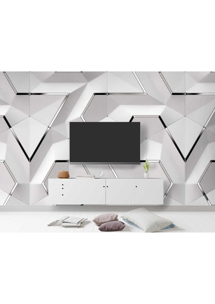 3 Boyutlu Beyaz Geometrik Kabartma Görünümlü modelleri