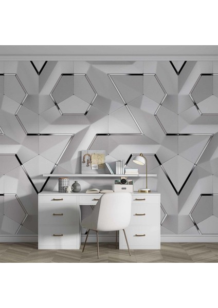 3 Boyutlu Beyaz Geometrik Kabartma Görünümlü fırsatları