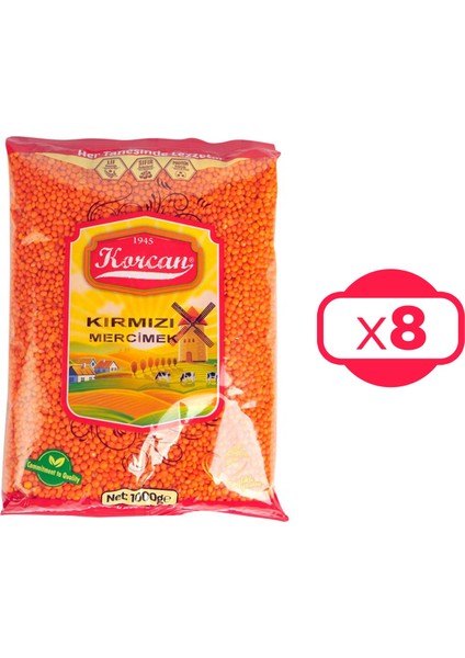 Kırmızı Mercimek 1 kg x 8 Adet