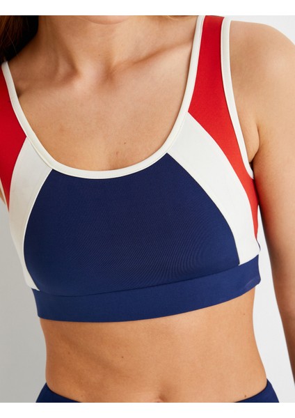Spor Sütyen Kapsız Renk Bloklu Slim Fit U Yaka indirimleri