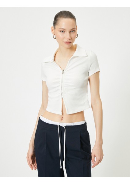 Fermuarlı Polo Tişört Kısa Kollu Slim Fit Pamuklu Ribanalı modelleri