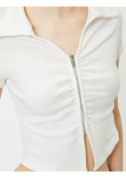 Fermuarlı Polo Tişört Kısa Kollu Slim Fit Pamuklu Ribanalı indirimleri