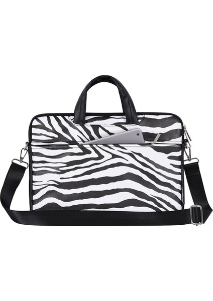 15 Inç Laptop Çantası Messenger Çanta Zebra Desen Fermuarlı Cep Dizüstü Bilgisayar Çanta Kol (Yurt Dışından)