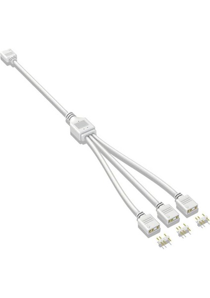 Coolmoon 3 Port 5V 3pin Argb LED Splitter Çoklayıcı Kablo, Uzatma Kablosu (1 Dişi To 3 Dişi) - Beyaz