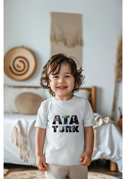 Pamuk Erkek Çocuk Atatürk Baskılı Kısa Kollu Tişört