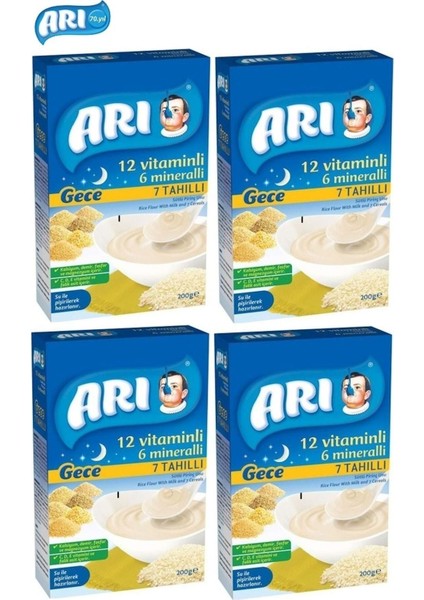 Sütlü 7 Tahıllı Gece Pirinç Unu 200 gr x 4 Adet