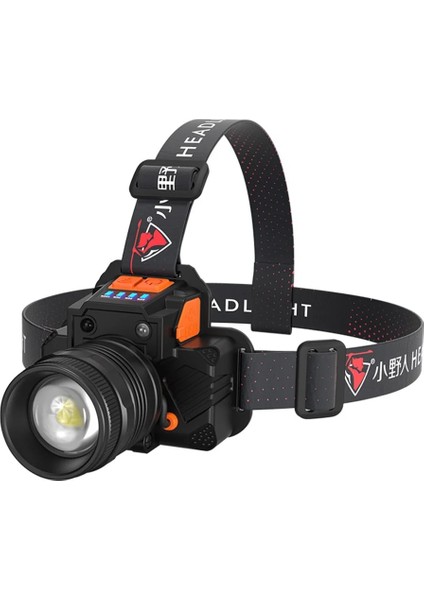 Siyah Far Açık Kafaya Monte El Feneri LED Zoom Aydınlık Far Sensörlü Su Geçirmez Kamp Yürüyüş Güçlü Far (Yurt Dışından)